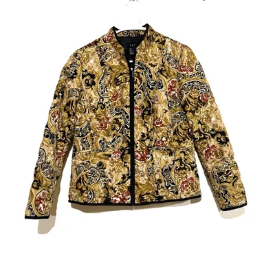 Chaqueta acolchada RQT para mujer pequeña marrón chocolate cremallera completa boho ligera forrada Foto 1 de 4