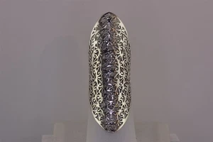 Sterling Silver 54mm Lacy Filigree Openwork Finger Band Ring 925 Sz: 7 - Picture 1 of 8