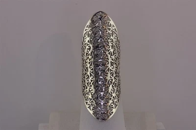 Sterling Silver 54mm Lacy Filigree Openwork Finger Band Ring 925 Sz: 7 - Image 1 of 4