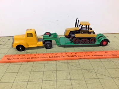 1/64 custom hauler CAT Challenger tractor Tootsietoy truck Matchbox trailer - Image 1 of 4
