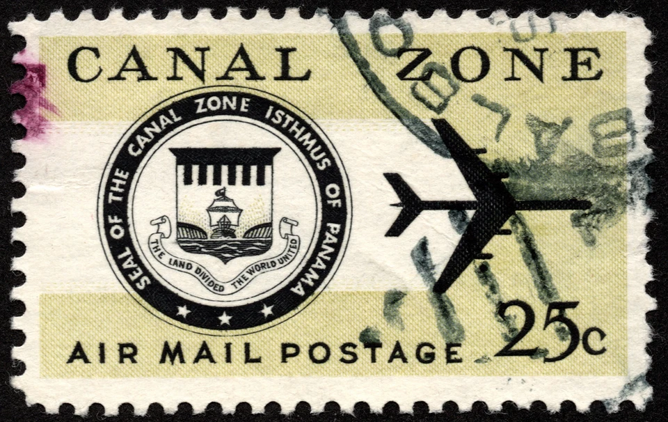 Canal Zone Stamp Scott #C52 Used with Town Cancel 25 Cents Jet & Canal Zone Seal - Image 1 of 1