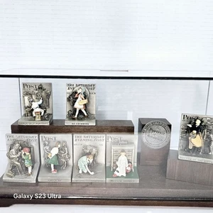 Goebel Olszewski Norman Rockwell Pewter Miniatures Complete Set Of 7 W/ Case - Picture 1 of 23