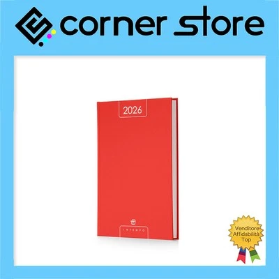 Intempo - Alfa Agenda Giornaliera 2026 Economica - Lavoro Ufficio-15x21cm -Rosso
