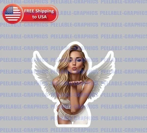 Sexy Pin Up Girl Angel Wings Pinup 3.5" Vinyl Decal Sticker B - Bild 1 von 2