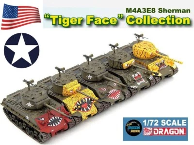Dragon Armor 1:72 M4A3E8 Sherman "Tiger Face" Collection Bundle Set of 5 Tanks - Image 1 of 4