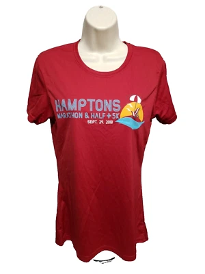 Camiseta deportiva Hamptons Marathon & Half 2018 5K Run para mujer mediana borgoña Foto 1 de 4
