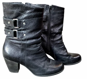 Nurture Jadyn Leather Heeled Boots Sz 8M Black #318C - Picture 1 of 8