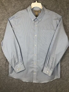 New Duluth Trading Shirt Mens Sz XL Wrinkle Fighter Relax Fit Blue White Strip - Picture 1 of 19