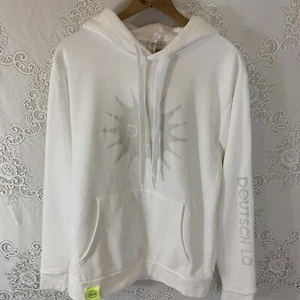 Next Level Pullover Hoodie W/ Front Pocket Unisex Sz M Deutsch La Graphic White - Picture 1 of 11