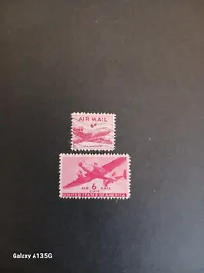 Pair of Air Mail 6 Cent American USA Postage Stamp 1949 - Picture 1 of 2