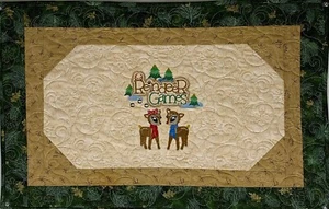 Reindeer Games - Rudolph, Clarice Quilted Finished Table Topper, Wall Hanging - Picture 1 of 2
