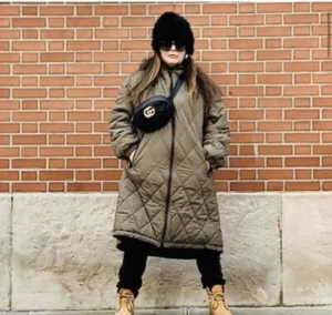 Zara Long Puffer Jacket Khaki Size M   /3046/229 - Picture 1 of 6