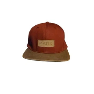 Matix Mens Snapback Hat Cap Red Brown Leather Patch Logo - Picture 1 of 3
