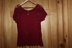 Fodera camicetta donna ADIVA pizzo bordeaux maniche corte - taglia M Nuova con etichette - Foto 1 di 4