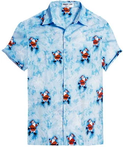 HAPPY BAY Men's Beach Short Sleeve Santa Claus Holiday Hawaii Party Holiday - Picture 1 of 3