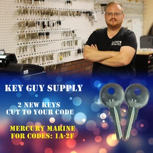 1A-2F, Pair Of keys cut for Mercury marine boat ignition key, licensed locksmith - Picture 1 of 1