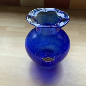 Stockholms Glasbruk Skansen Karin Hammar kobaltblau kleine Vase 4"" groß - Bild 1 von 5