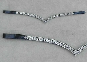 Cinta para cejas de cuero en forma de V -3 filas - cuero transparente caballo cristal blanco - Imagen 1 de 1