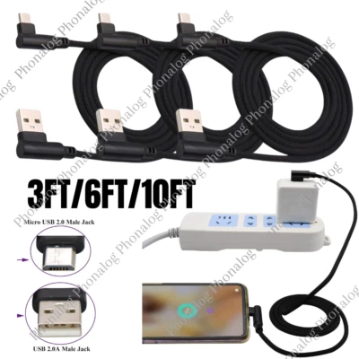 Right Angle Micro USB Cable 90 Degree Fast Charging Cord For Samsung Galaxy LG - Image 1 of 4