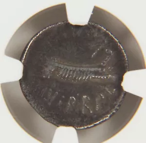 Mark Antony, AR Denarius, 32-31 BC, NGC VF, Roman Imperial, Galley, AC104 - Picture 1 of 6