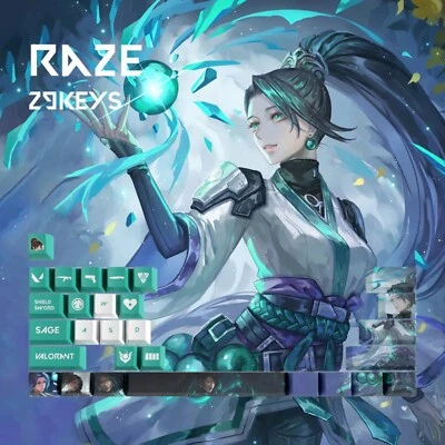 Valorant Sage Keycaps 29 keys Set | OEM Profile | Gaming | Anime | Custom - Image 1 of 4
