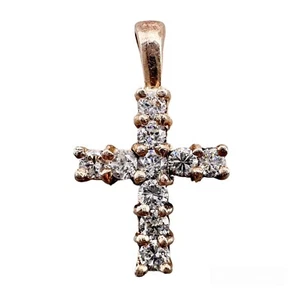 Light Blue Crystals Cross Pendant Prong Set Sterling Silver - Picture 1 of 14