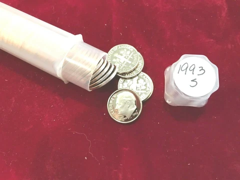 ROLL 1993 S ROOSEVELT DIME  GEM CLAD PROOF from PROOF Sets (50 COINS) Cover