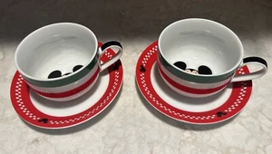 Disney Gourmet Mickey Mouse Red Green Tea Cup Saucer Set VNTG FAST SHIPPING READ - Picture 1 of 8