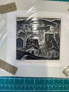 Vintage Old Amazing Landscape Etching HandSigned Habor Maine - Picture 1 of 3