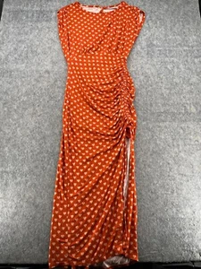 Free People Lakeside Heart Print Open Back Midi Dress Orange Womens Size S - Picture 1 of 13
