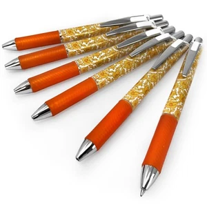 6 x Pentel Energel XM BL77 Gel Ink Rollerball – Orange Floral Barrel -Black ink - Picture 1 of 3