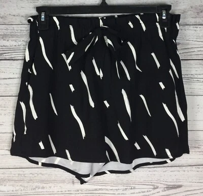 Ann Taylor Loft Women’s Black White Brushstroke Paperbag Tie Waist Shorts S NWT - Image 1 of 4