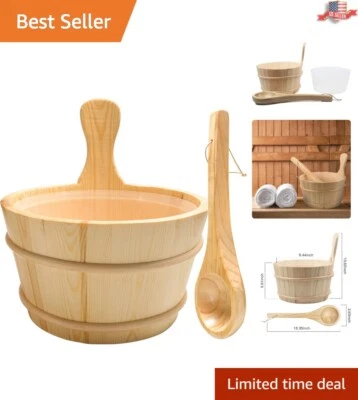 Cubo de sauna de madera con revestimiento a prueba de fugas y cucharón cómodo - Capacidad 4,5 L Foto 1 de 4
