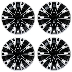 16" Inch Silver&Black Snap On Wheel Covers - Set of 4 Hubcaps Fit for Cars Truck - Picture 1 of 8