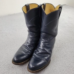 Justin Cowboy Boots Mens 9.5 D Blue STYLE#3024 Leather Western Vintage - Picture 1 of 8