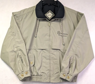 VTG Mercedes-Benz Lightweight Windbreaker Full Zip Embroidered Mens Large Beige - Image 1 of 4