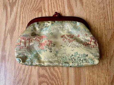 Vtg MCM Tibor Handbags Lucite/Silk Fabric Clutch Purse/Bag Asian Motif Elegant - Image 1 of 4