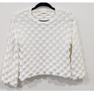 See By Chloé Cloud Dancer Checker Knit 100% Cotton Sweater White Size XS - Picture 1 of 7