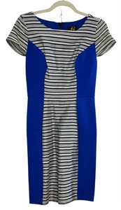 Anthropologie Sachin & Babi Nola Motif Dress Cobalt Blue Ponte Stripe Size 2 NWT - Picture 1 of 15