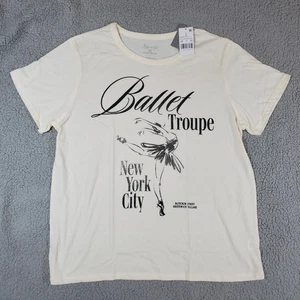 Zoe + Liv Ballet Babydoll Tee Womens Large Off-White New York City T-Shirt Y2K - Picture 1 of 10