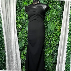 24seven Apparel Maxikleid 1X Schwarz One Shoulder Rüschen Abend Formell 2990 - Bild 1 von 10