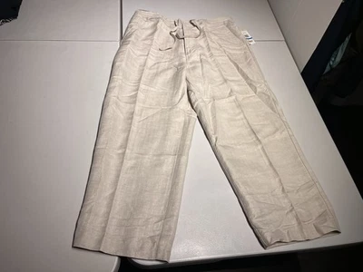 Pantalones Cubavera Para Hombre XL 40-42 Caqui Tostado Lino Rayón Cintura Elástica Playa Informal Foto 1 de 4