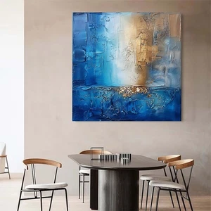 Abstract Modern Handmade Oil Painting On Canvas Home Decor Living Room Blue sea - Picture 1 of 6