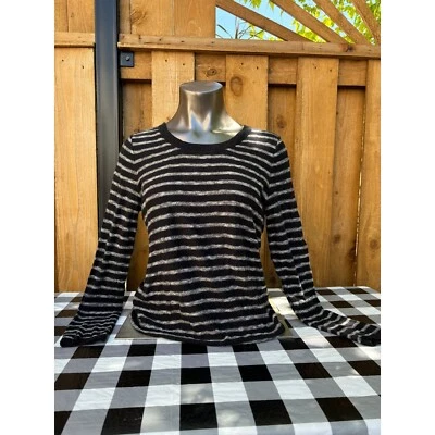Kensie Black and White Striped Long Sleeve w Back Lace Up - Measurements in list - Image 1 of 4