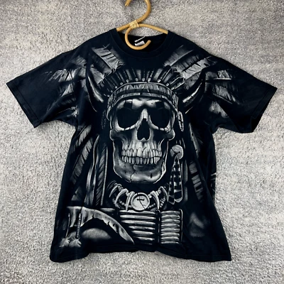 vintage Native American Chief Skeleton T Shirt Size XL 90s AOP 1997 Liquid Blue - image 1 of 4