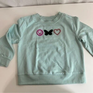 Cat & Jack Girls Velvet Embossed Smiley Face, Butterfly, & Heart Sweatshirt XS - Picture 1 of 4