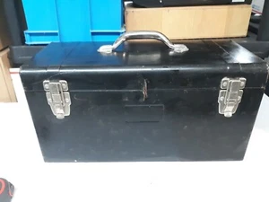 Vintage Metal Tool Chest 18X9X8 Black Unbranded Garage Farmhouse Style - Picture 1 of 9