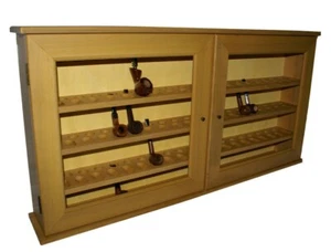 Vetrina portapipe 80 posti in legno massello rastrelliera espositore per pipa - Picture 1 of 5