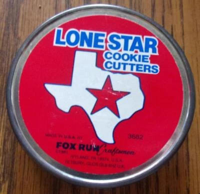 Cortador de galletas vintage Fox Run TEXAS Lone Star Metal Navidad en lata 4" pulgadas 1981 Foto 1 de 3