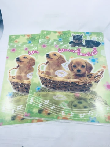 2 San-X WanWan Wanco plastic transparent file folder NEW Japan 2004 Cover